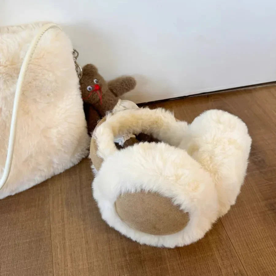 Modische Plüsch-Ohrwärmer für Damen & Herren – Faltbar, Warm gefüttert, Dicke Woll-Ohrenschützer für den Wintere Earflap Outdoor Cold Protection Earmuffs