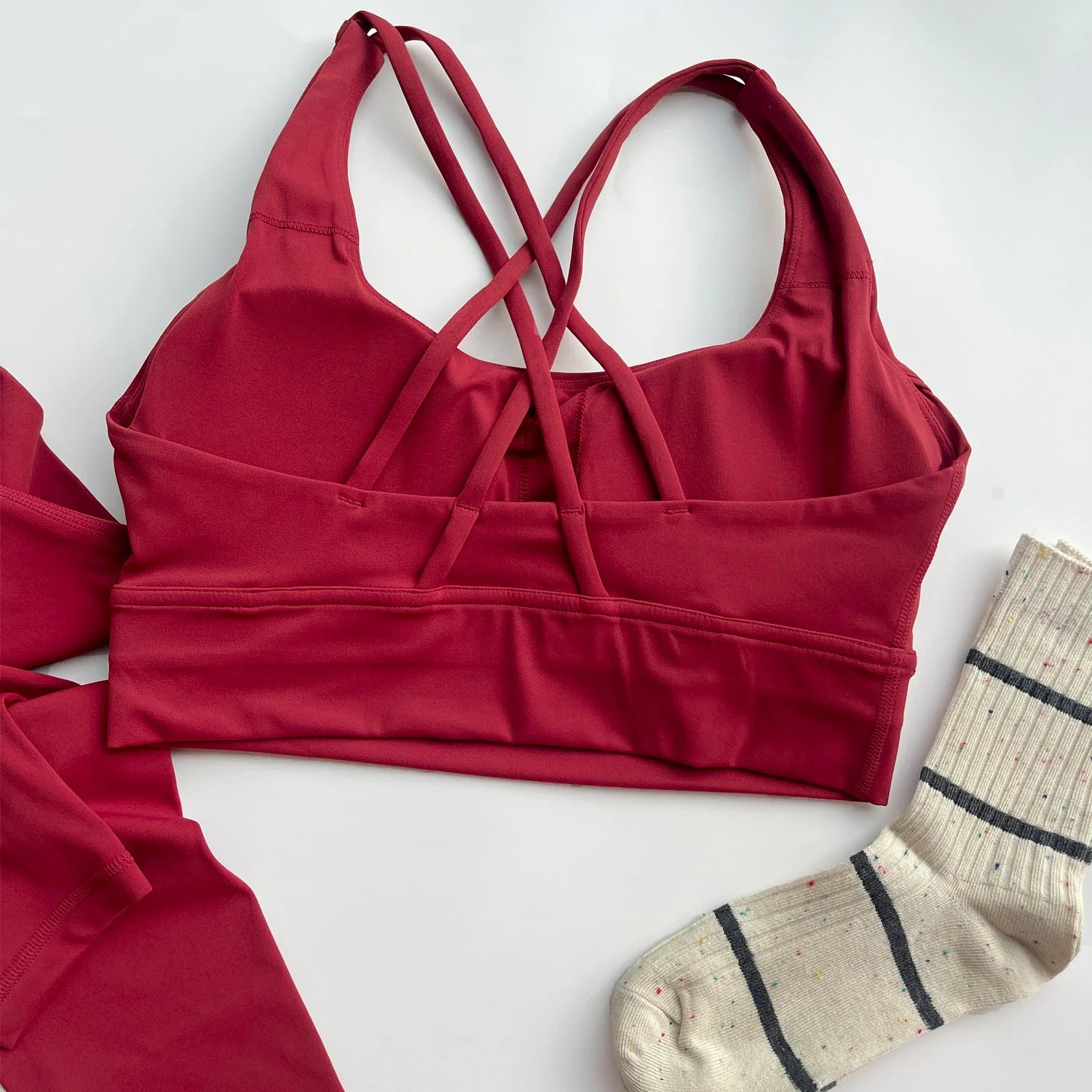 Sets Cross Back Sports Bra High-Waisted Hip Lift Leggings Cycling Running Leisure Fitness Suits