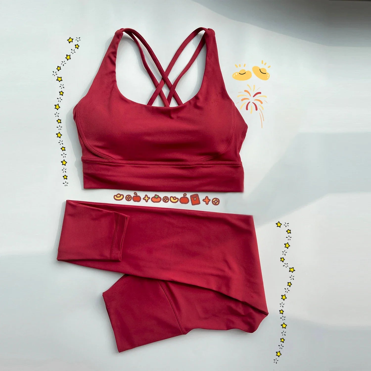 Sets Cross Back Sports Bra High-Waisted Hip Lift Leggings Cycling Running Leisure Fitness Suits